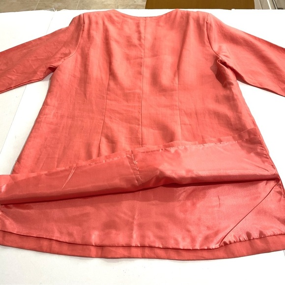 Linen 2-Pc Matching Tunic Blouse and Pants Set Orange Medium Spring Lagenlook - Picture 8 of 15